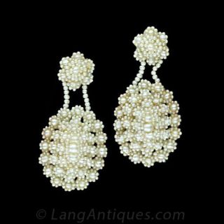 Late Georgian Seed Pearl Earrings Main View