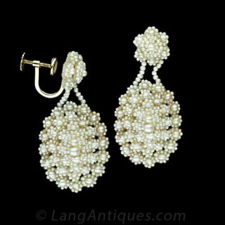 Late Georgian Seed Pearl Earrings