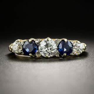 Vintage Diamond Sapphire Five-Stone Ring - 2