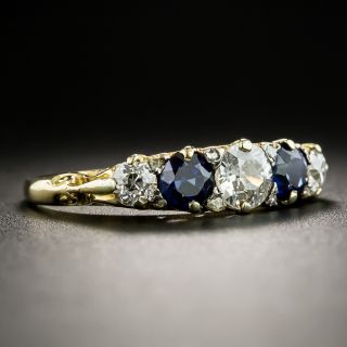 Late-Victoria/Early-Edwardian Diamond Sapphire Five-Stone Ring