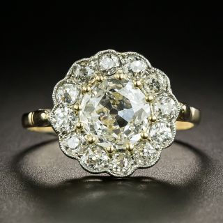 Late Victorian 1.26 Carat Diamond Center Halo Ring - GIA  - 2