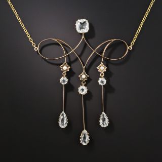Late-Victorian Aquamarine Lavalière Necklace - 2