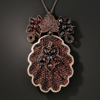 Late Victorian Bohemian Garnet Convertible Pendant and Brooch with Locket  - 4