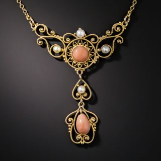 Late Victorian Coral and Pearl Necklace - 2