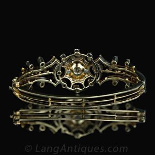 Late Victorian Diamond and Enamel Bangle