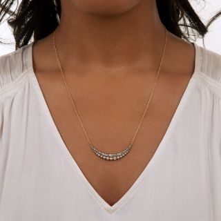 Late Victorian Diamond and Pearl Crescent Necklace