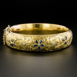 Late Victorian Diamond and Sapphire Bangle Bracelet - 2