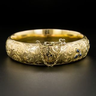 Late Victorian Diamond and Sapphire Bangle Bracelet