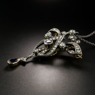 Late-Victorian Diamond and Sapphire Lavalière Necklace/Brooch