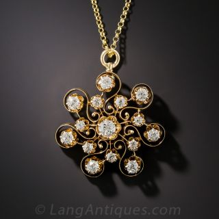 Late Victorian Diamond Snowflake Necklace
