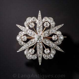 Late Victorian Diamond Starburst Brooch/Pendant - 1