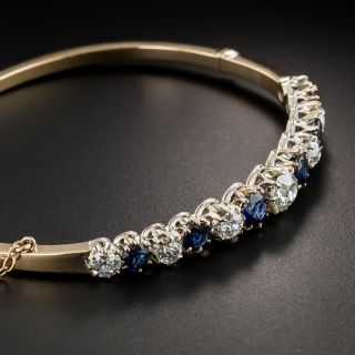Late-Victorian/Early-Edwardian Diamond Sapphire Bangle Bracelet