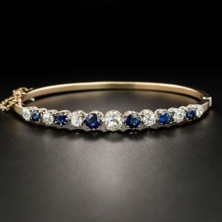 Antique Diamond Sapphire Bangle Bracelet - 3