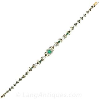 Late Victorian / Early Edwardian Emerald and Diamond Bracelet