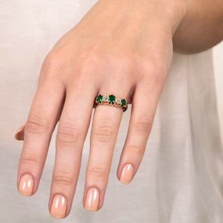 Late Victorian Emerald and Diamond Five-Stone Ring