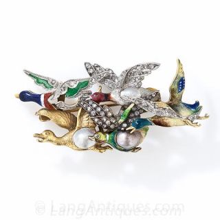 Late-Victorian Flying Duck Pin 