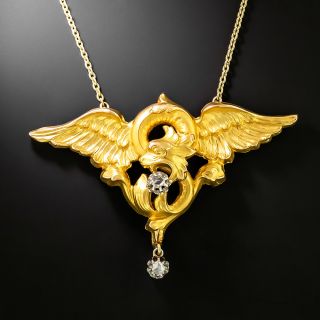 Late-Victorian Griffin Diamond Pendant Necklace - 2