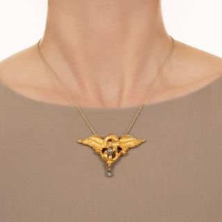 Late-Victorian Griffin Diamond Pendant Necklace