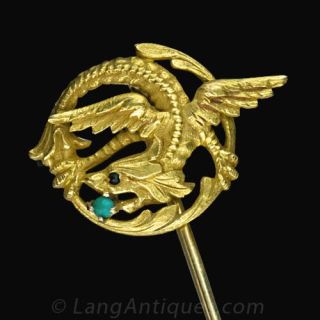 Late Victorian Dragon Motif Stickpin Detail View 1