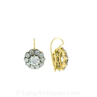 Late Victorian Platinum Topped Gold Diamond Earrings