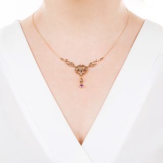 Late Victorian Seed Pearl and Amethyst Necklace