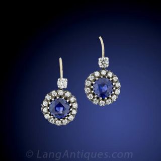 Victorian Sapphire and Diamond Earrings 
