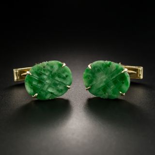 Lattice Motif Jade Cuff Links - 2