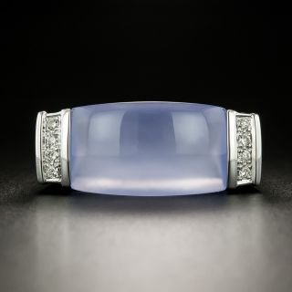 Lavender Chalcedony and Diamond Saddle Ring - 3