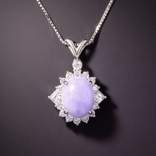 Lavender Jade and Diamond Halo Necklace - 3