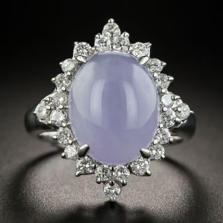 Lavender Jade Platinum Diamond Cocktail Ring - 1