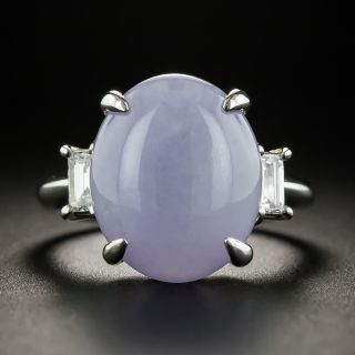 Lavender Jade Platinum Diamond Ring - 1