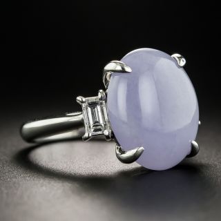 Lavender Jade Platinum Diamond Ring