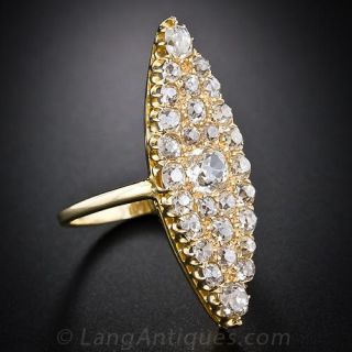 Lengthy Diamond Antique Navette Ring