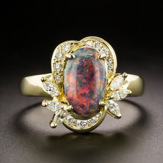 Lightening Ridge Black Opal and Diamond Ring - 3