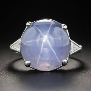 Lilac Blue Star Sapphire Platinum Diamond Ring - 1