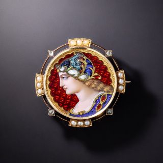 Limoges Enamel Portrait Brooch c.1890 - 2