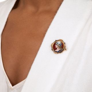 Limoges Enamel Portrait Brooch c.1890