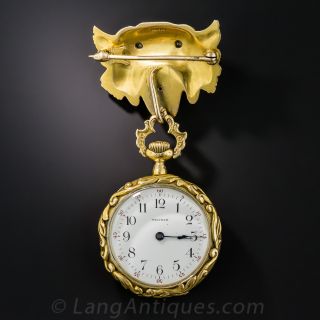 Lion/Gargoyle Diamond Lapel Watch by Peacock/Waltham