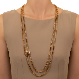 Long 14K Victorian Slide Necklace, 66 Inches