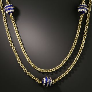 Long 15K Blue Enamel Chain - 2
