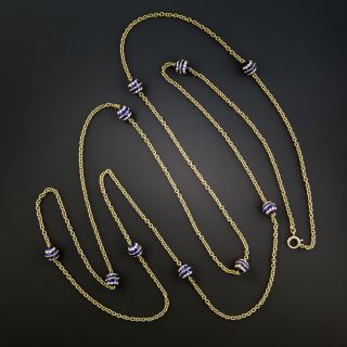 Long 15K Blue Enamel Chain
