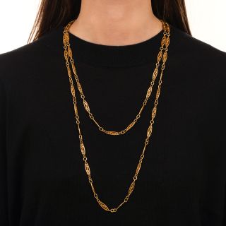 Long 54 1/2 Inch Antique Neck Chain