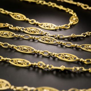 Long 60+ Inch French Handmade Fancy Link Chain  - 2