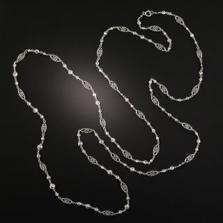Long 8.25 Carat Diamond Platinum Chain Necklace - 2