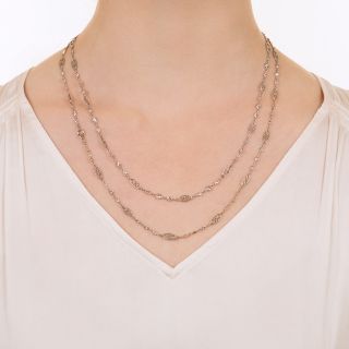 Long 8.25 Carat Diamond Platinum Chain Necklace
