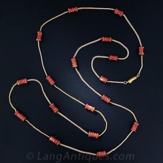 Long Antique Coral Chain