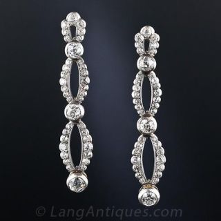 Long Antique Diamond Drop Earrings