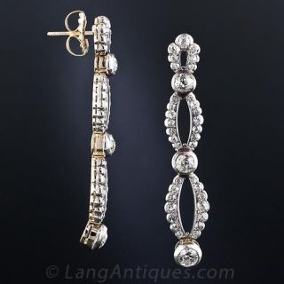 Long Antique Diamond Drop Earrings