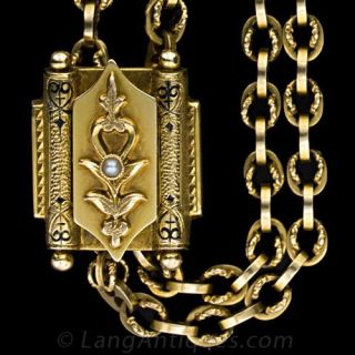 Long Antique Slide Chain with Double Scroll Slide