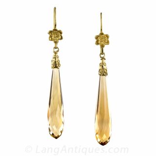 Long Citrine Briolette Dangles